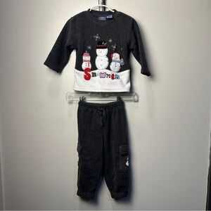 Koala Kids Black Snowman Sweatpants Set